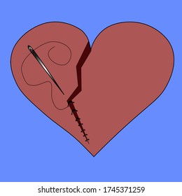 broken heart logo design icon vector.heart with a scar.