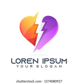 broken heart logo design vector illustration