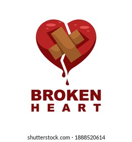 Vector de diseño de logotipo de corazón roto