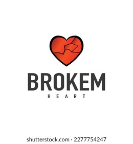 Broken heart logo on white design background