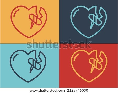 Broken Heart Logo Template, Simple Flat Icon of heart,love,symbol