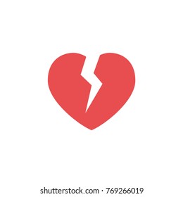 Broken heart, lost love symbol, linear vector