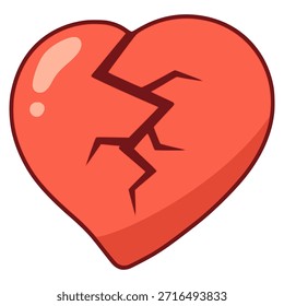 Diseño de Plantilla de Ilustración vectorial de color plano de icono de amor de corazón roto