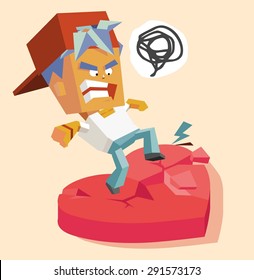 broken heart love. vector illustration