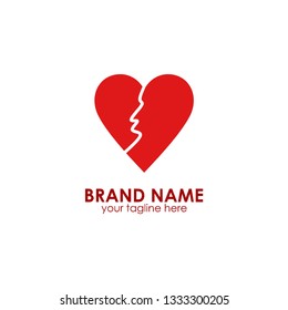 broken heart love vector logo