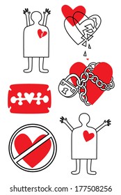 broken heart and love vector set