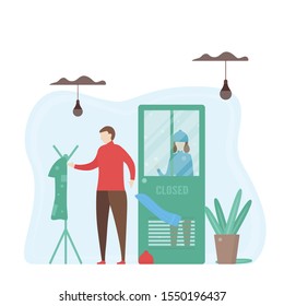 Broken heart of lover. Couple of love design for winter season. Vector illustration in flat style.