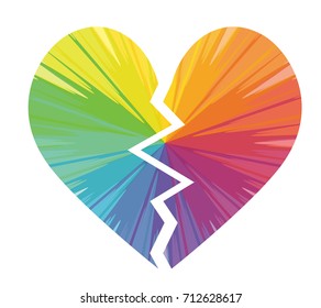 broken heart  multicolored abstract icon