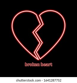 Broken Heart Neon Light Icon. Heartbreak Glowing Sign. Beak Up. Vector Isolated Illustration