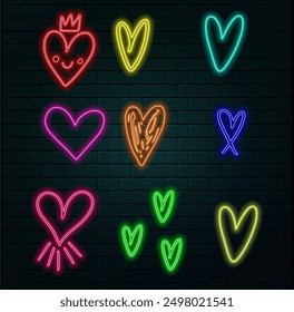 Broken heart neon light icon. Heartbreak glowing sign. Beak up. Vector isolated illustration..eps