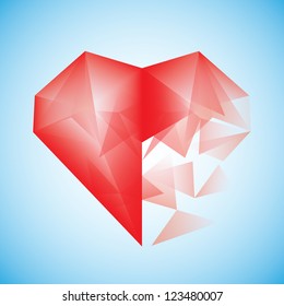 Broken Heart on blue background