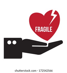 Broken heart on hand, vector format