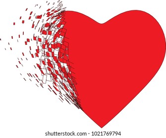 Broken heart on a white background.