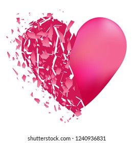 Broken heart  on white background vector illustration 