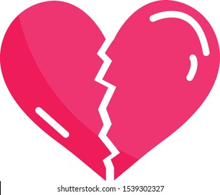 Broken heart on white background vector illustration flat desing