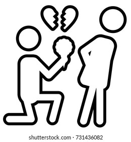 broken heart outline icon