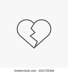  Broken heart outline icon on white backround