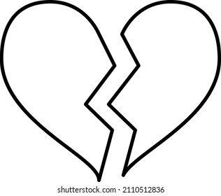 Broken Heart Outline Icon Vector