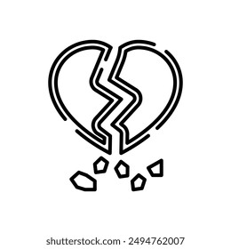 Broken Heart Outline Icon, Vector illustration