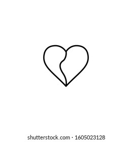 Broken heart outline style vector  icon