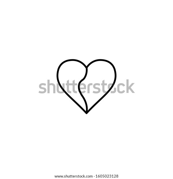 Broken Heart Outline Style Vector Icon Stock Vector (royalty Free 