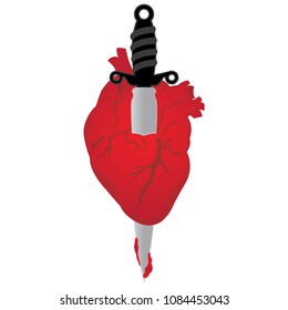 Broken heart Painful Like a heart stabbed with a sharp knife.