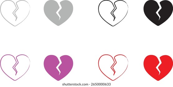 Broken Heart paint brush and vector illustration icon 