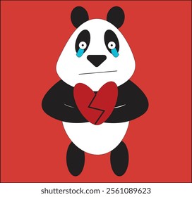 broken heart pandaman in valentine day.