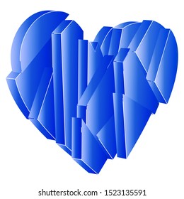 Broken heart  Parts of the heart. Isometric. Separately on a white background.