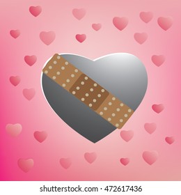 broken heart with a patch. vector