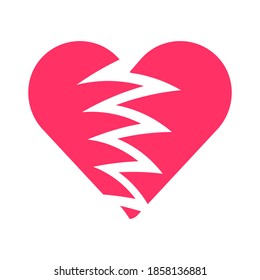 Broken heart pictogram. Abstract, flat vector illustration.