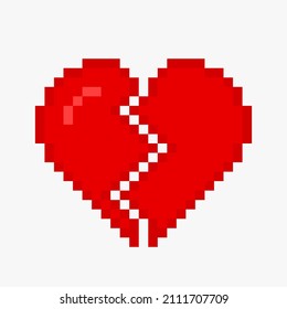 Broken heart in pixel art