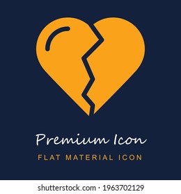 Broken Heart premium material ui ux isolated vector icon in navy blue and orange colors