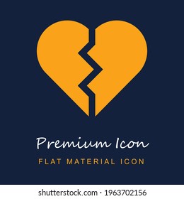 Broken Heart premium material ui ux isolated vector icon in navy blue and orange colors