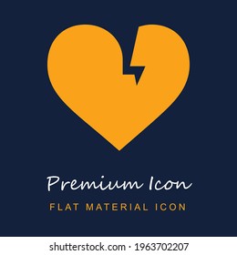 Broken Heart premium material ui ux isolated vector icon in navy blue and orange colors