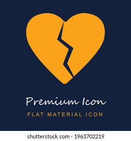 Broken Heart premium material ui ux isolated vector icon in navy blue and orange colors