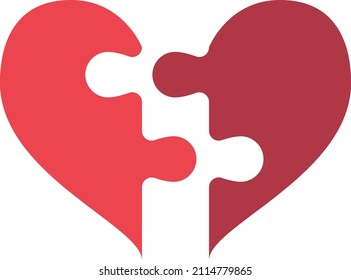 Broken Heart Puzzle Filled Icon Vector