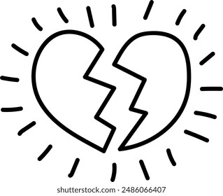 Broken Heart with Radiating Lines Icon