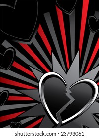 Broken heart ray background - vector