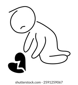 Broken Heart Recovery – Minimalist Line Art of Heartbreak and Healing