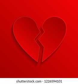 Broken heart. Red 3d symbol. Vector illustration