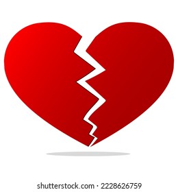 Broken heart red color vector isolated