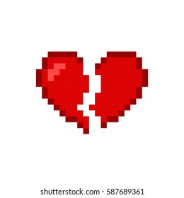 Broken heart red icon isolated on white background. Romantic love vector illustration