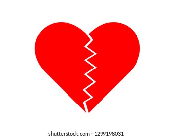 Broken heart red icon vector. Love symbol for disappointment in Valentine's Day sign isolated on white background in Flat style for graphic and web design or logo. EPS10