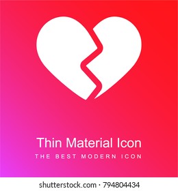 Broken heart red and pink gradient material white icon minimal design