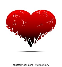 Broken heart, Red heart, Vector, Illustration.