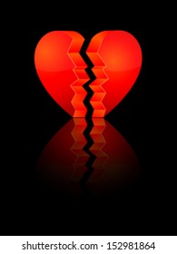 Broken heart with reflection vector illustration