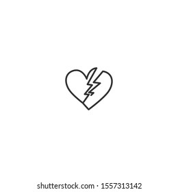 broken heart relationship line icon