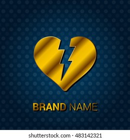 Broken Heart Royal Golden & Blue Metallic Premium Corporate Logo / Icon