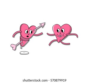 Broken heart with heart running.